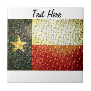 Azulejo De Cerâmica Engrenagem chapeada diamante da bandeira de Texas
