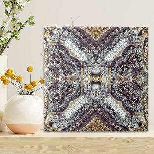 Azulejo De Cerâmica Engrenagens Dourados cinzentas Kaleidoscopic do