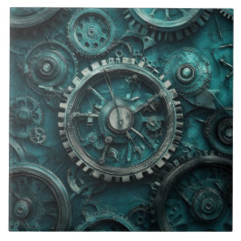 Azulejo De Cerâmica Engrenagens e Mecanismos Steampunk Vintage