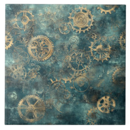 Azulejo De Cerâmica Engrenagens e Mecanismos Steampunk Vintage