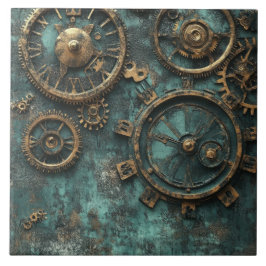 Azulejo De Cerâmica Engrenagens e Mecanismos Steampunk Vintage