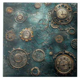 Azulejo De Cerâmica Engrenagens e Mecanismos Steampunk Vintage