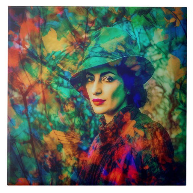 Azulejo De Cerâmica Enigma no outono (Frente)