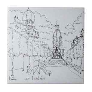 Azulejo De Cerâmica Entrada para Les Invalides, Paris, França