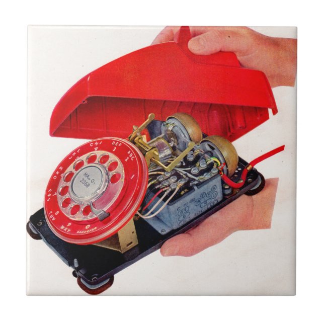 Azulejo De Cerâmica entranhas telefônicas reveladas (Frente)