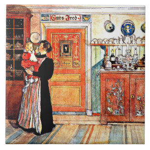 Azulejo De Cerâmica Entre o Natal e o Novo Aco, Carl Larsson,