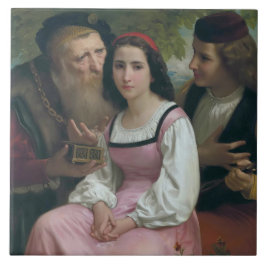 Azulejo De Cerâmica Entre Riqueza e Amor (por Bouguereau)