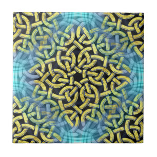 Azulejo De Cerâmica Envolvendo o Ouro Vitoriano Trim Aqua Fundo