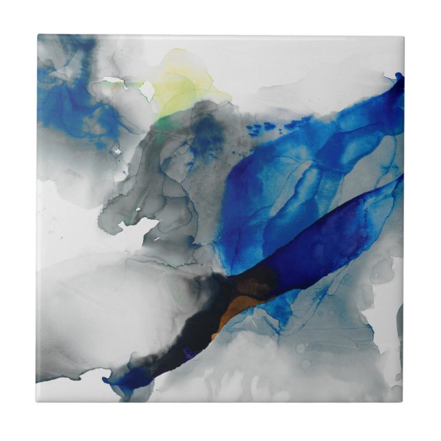 Azulejo De Cerâmica Ephemeral - Azul e Cinza (Frente)