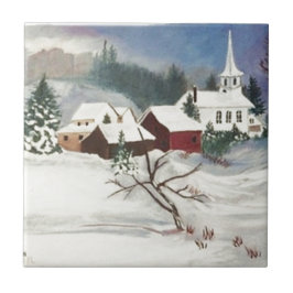 Azulejo De Cerâmica época natalícia da Capela de Neve de inverno