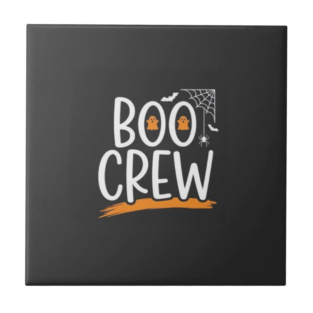 Azulejo De Cerâmica Equipe Boo Design de Fantasma de Halloween_1 (Frente)