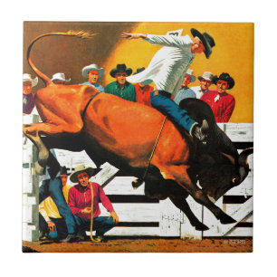 Azulejo De Cerâmica Equitação de Bull por Fred Ludekens