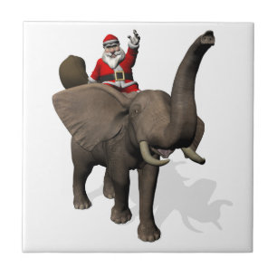 Azulejo De Cerâmica Equitação de Papai Noel no elefante