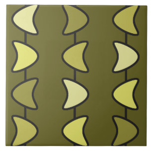 Azulejo De Cerâmica Era atômica Boomerangs Olive Green