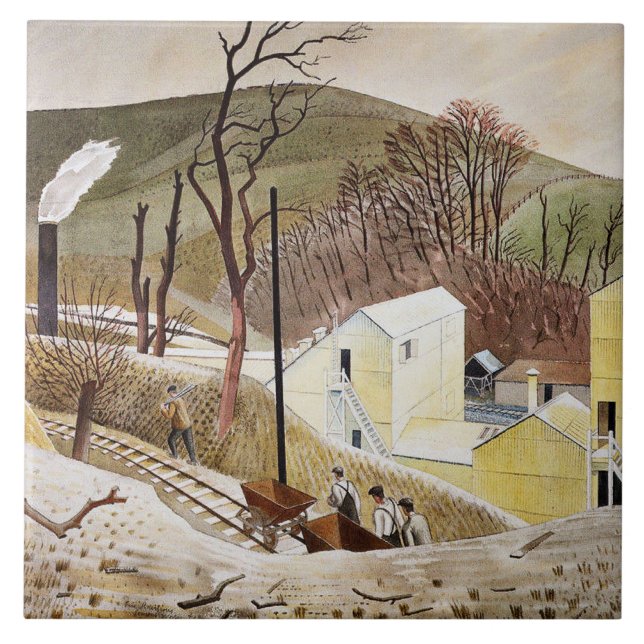 Azulejo De Cerâmica Eric Ravilious - Cement Works No 2 (Frente)