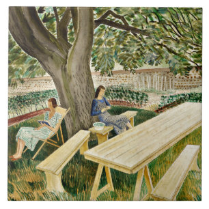 Azulejo De Cerâmica Eric Ravilious - Duas Mulheres em um Jardim, belas