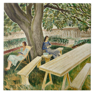 Azulejo De Cerâmica Eric Ravilious, Duas Mulheres no Jardim,