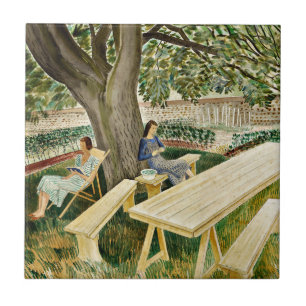 Azulejo De Cerâmica Eric Ravilious, Duas Mulheres no Jardim,