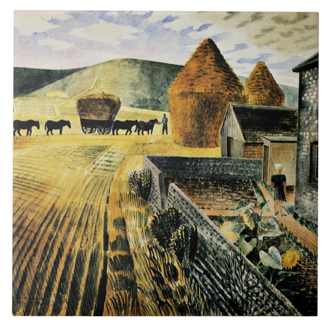 Azulejo De Cerâmica Eric Ravilious - Furlongs (Frente)