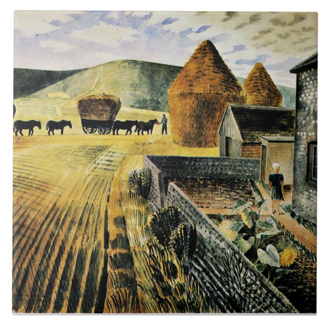 Azulejo De Cerâmica Eric Ravilious - Furlongs, pintura de arte, (Frente)