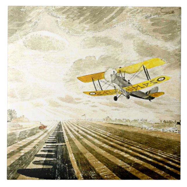 Azulejo De Cerâmica Eric Ravilious trabalho de arte, Tiger Moth, (Frente)