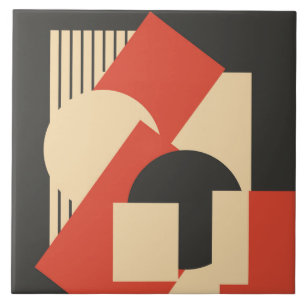 Azulejo De Cerâmica Erva-benta-acima geométrica do deco da arte