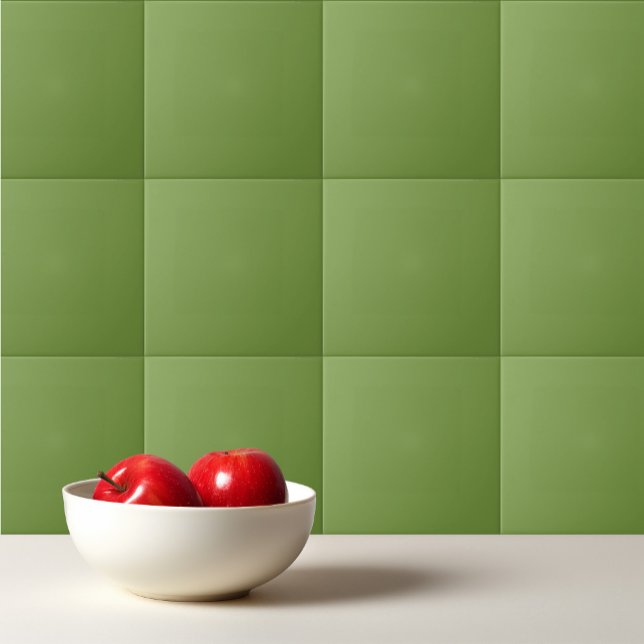 Azulejo De Cerâmica Erva de pimenta sólida verde-rústica (Criador carregado)