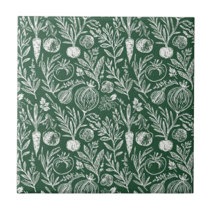 Azulejo De Cerâmica Ervas da Cozinha Rústica Decoração Floresta Verde
