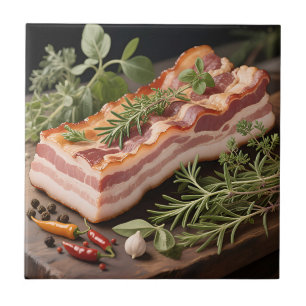 Azulejo De Cerâmica Ervas do Tablete de Bacon Crocante