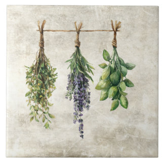 Azulejo De Cerâmica Ervas Flores Aquarela Rústica 