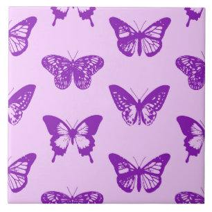 Azulejo De Cerâmica Esboço da borboleta, rosa da orquídea e violeta