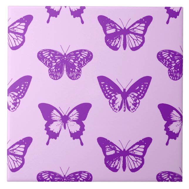 Azulejo De Cerâmica Esboço da borboleta, rosa-orquídea e violeta (Frente)