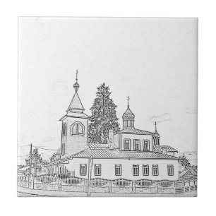 Azulejo De Cerâmica Esboço da Igreja Ortodoxa