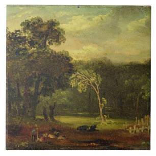 Azulejo De Cerâmica Esboço da natureza no parque de Sion, 1819 (óleo
