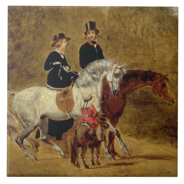 Azulejo De Cerâmica Esboço da rainha Victoria, príncipe associado & (Frente)