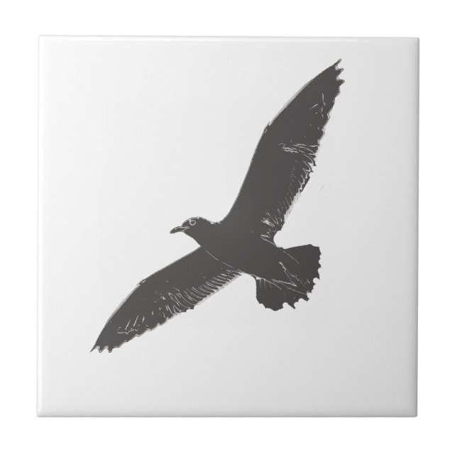 Azulejo De Cerâmica Esboço de Asas de Gaivotas Voando (Frente)