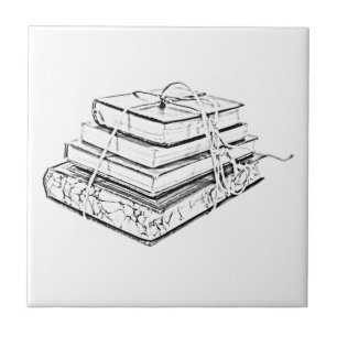 Azulejo De Cerâmica Esboço dos Livros Ligados