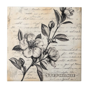 Azulejo De Cerâmica Esboço Floral Russo com Caligrafia - Idade (2)