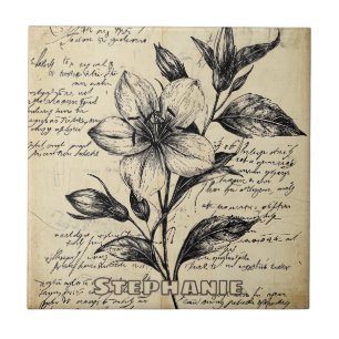 Azulejo De Cerâmica Esboço Floral Russo com Caligrafia - Idade (5)