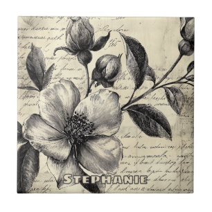 Azulejo De Cerâmica Esboço Floral Russo com Caligrafia - Idade (8)