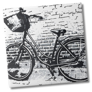 Azulejo De Cerâmica Esboço preto & branco da bicicleta