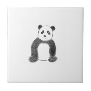 Azulejo De Cerâmica Esboço preto e branco do panda
