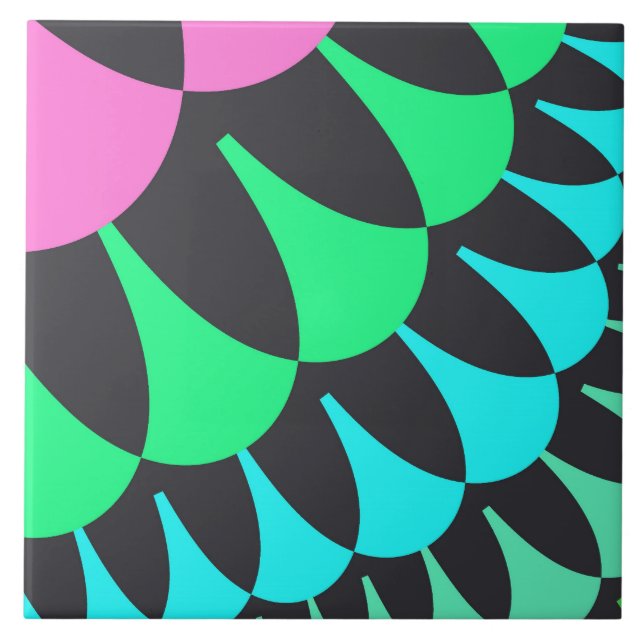 Azulejo De Cerâmica Escalas Azul-Claro e Verde (Frente)