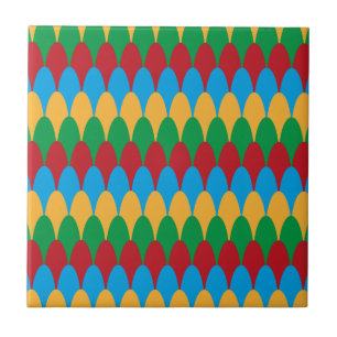 Azulejo De Cerâmica Escalopes Geométricas Amarelas Azuis Verdes e Verm