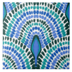Azulejo De Cerâmica Escamas pintadas com mosaicos verdes-azuis mediter