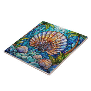 Azulejo De Cerâmica Escamudo tropical Arte de vidro retida