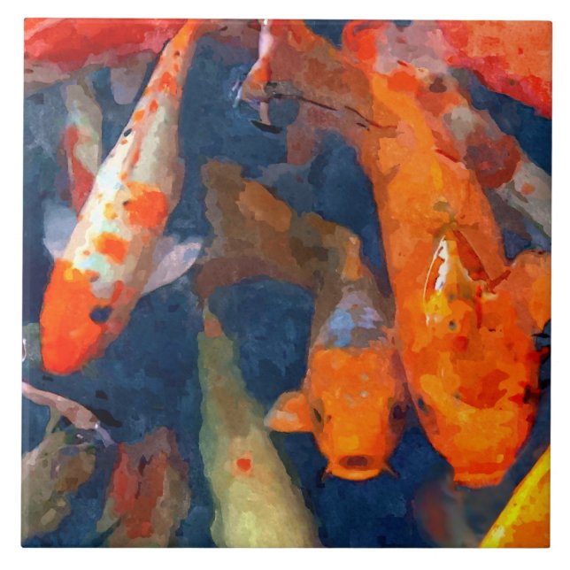 Azulejo De Cerâmica Escola de Koi II (Frente)