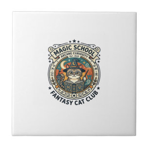 Azulejo De Cerâmica Escola de Magia Fantasia Gato Design Fofinho - Mag