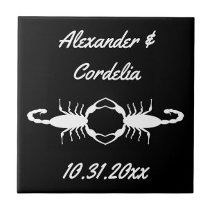 Azulejo De Cerâmica Escorpiões Casamento Branco Gótico Personalizado