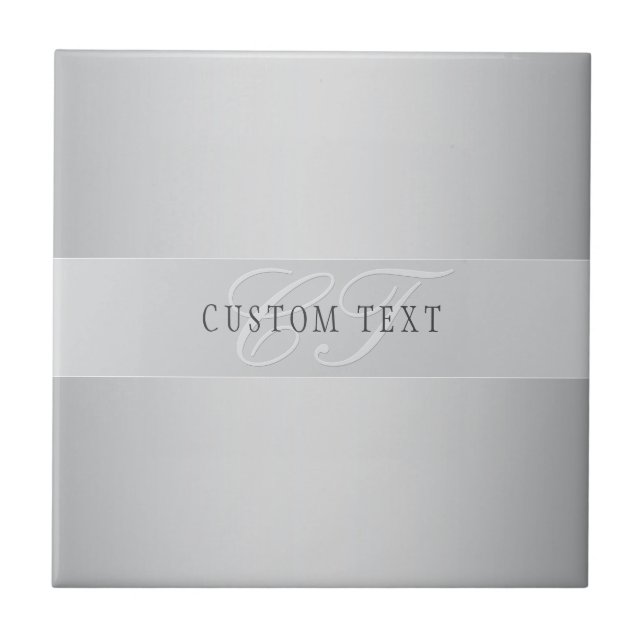 Azulejo De Cerâmica Escrevendo de Script Monograma Editável Elegante | (Frente)